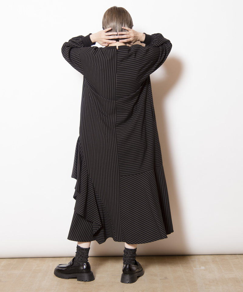  「ストライプ切替ワンピース」|ワンピース|