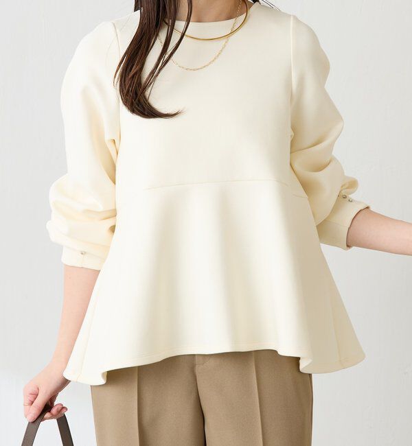  「袖ビジューペプラムカットソー」|Tシャツ・カットソー|