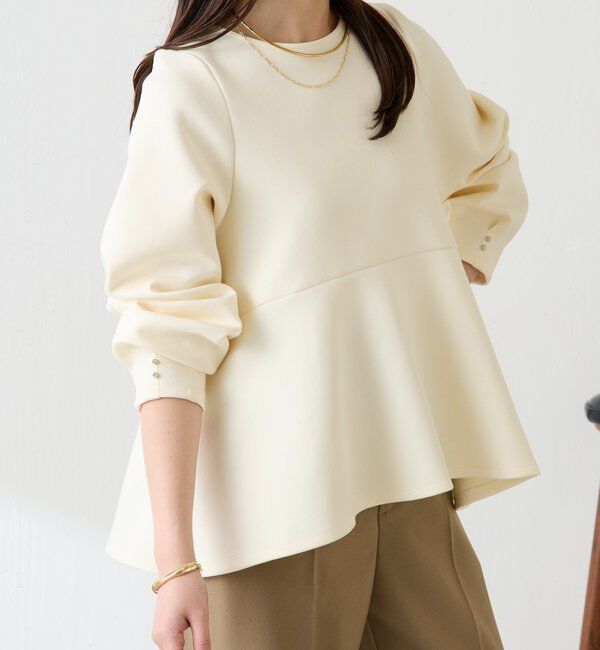  「袖ビジューペプラムカットソー」|Tシャツ・カットソー|
