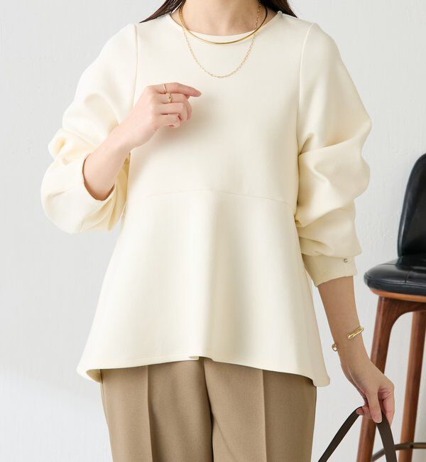  「袖ビジューペプラムカットソー」|Tシャツ・カットソー|