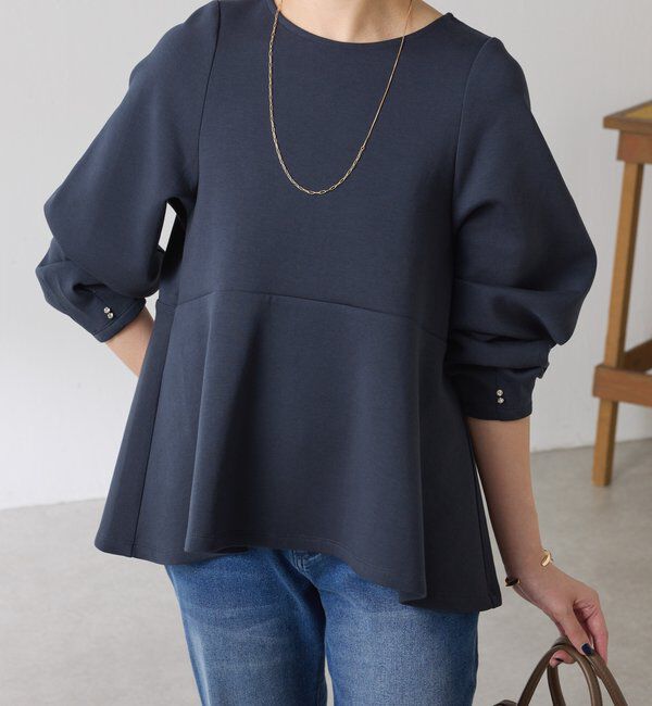  「袖ビジューペプラムカットソー」|Tシャツ・カットソー|