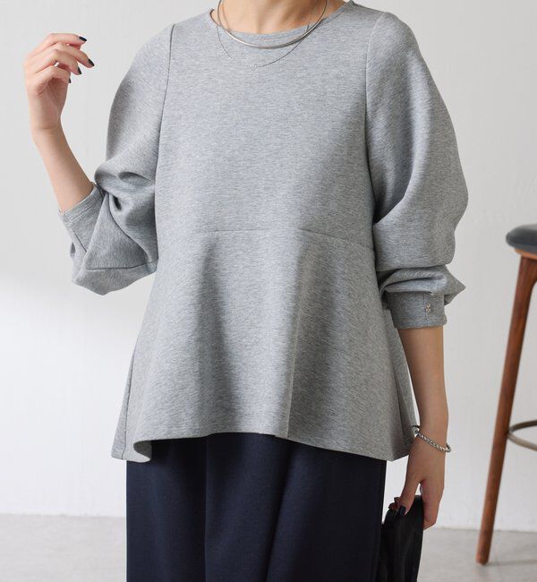  「袖ビジューペプラムカットソー」|Tシャツ・カットソー|