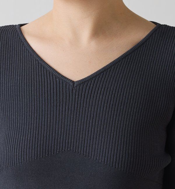  「リブ切替Vネックニット」|ニット・セーター|
