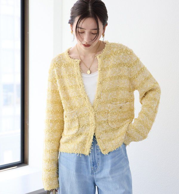  「予約【上品見え】ツイードショートカーディガン」|カーディガン|