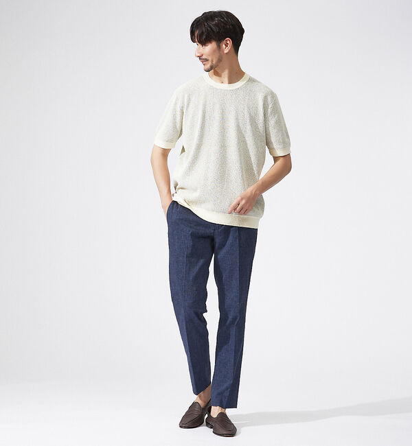 ABAHOUSE「針抜き プレーティング ニットTシャツ」|Tシャツ・カットソー|