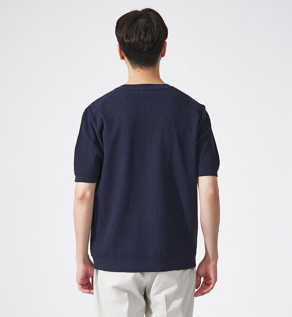 ABAHOUSE「針抜き プレーティング ニットTシャツ」|Tシャツ・カットソー|