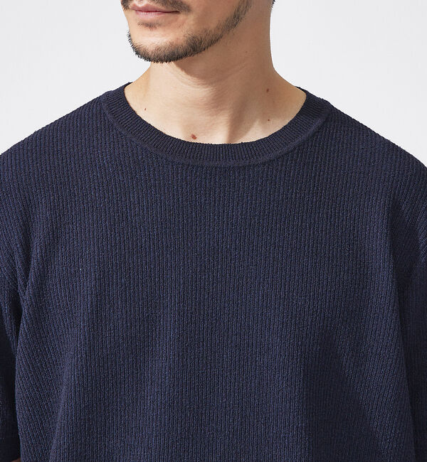 ABAHOUSE「針抜き プレーティング ニットTシャツ」|Tシャツ・カットソー|