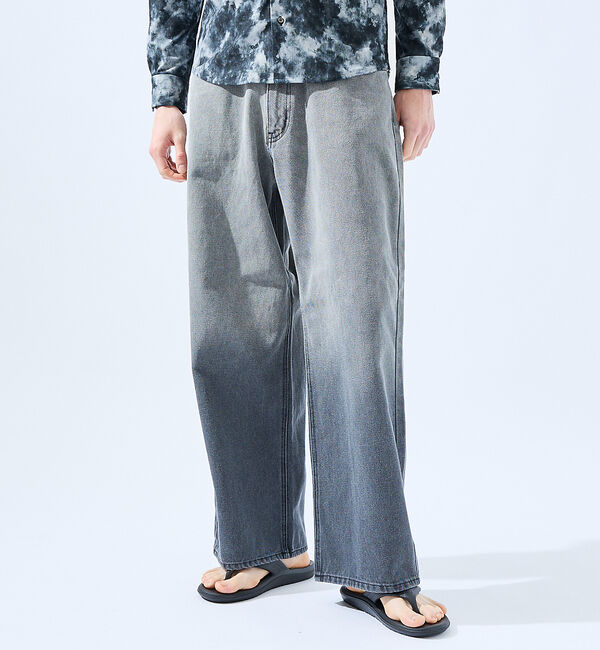 ABAHOUSE「SLUB DENIM BAGGY PANTS /スラブ デニム バギー パンツ/」|デニム|ブラック系その他1