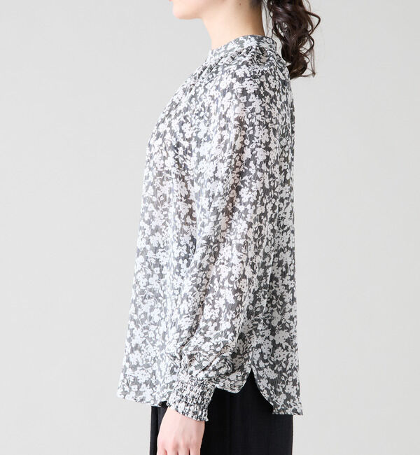 TIARA「ストライプフラワープリント2WAYスキッパーブラウス」|シャツ・ブラウス|