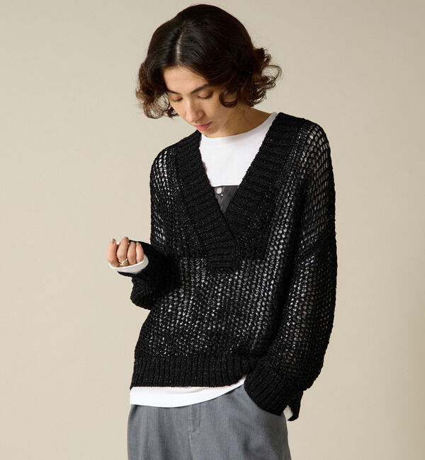 Liesse「透かし編みニット」|ニット・セーター|ブラック