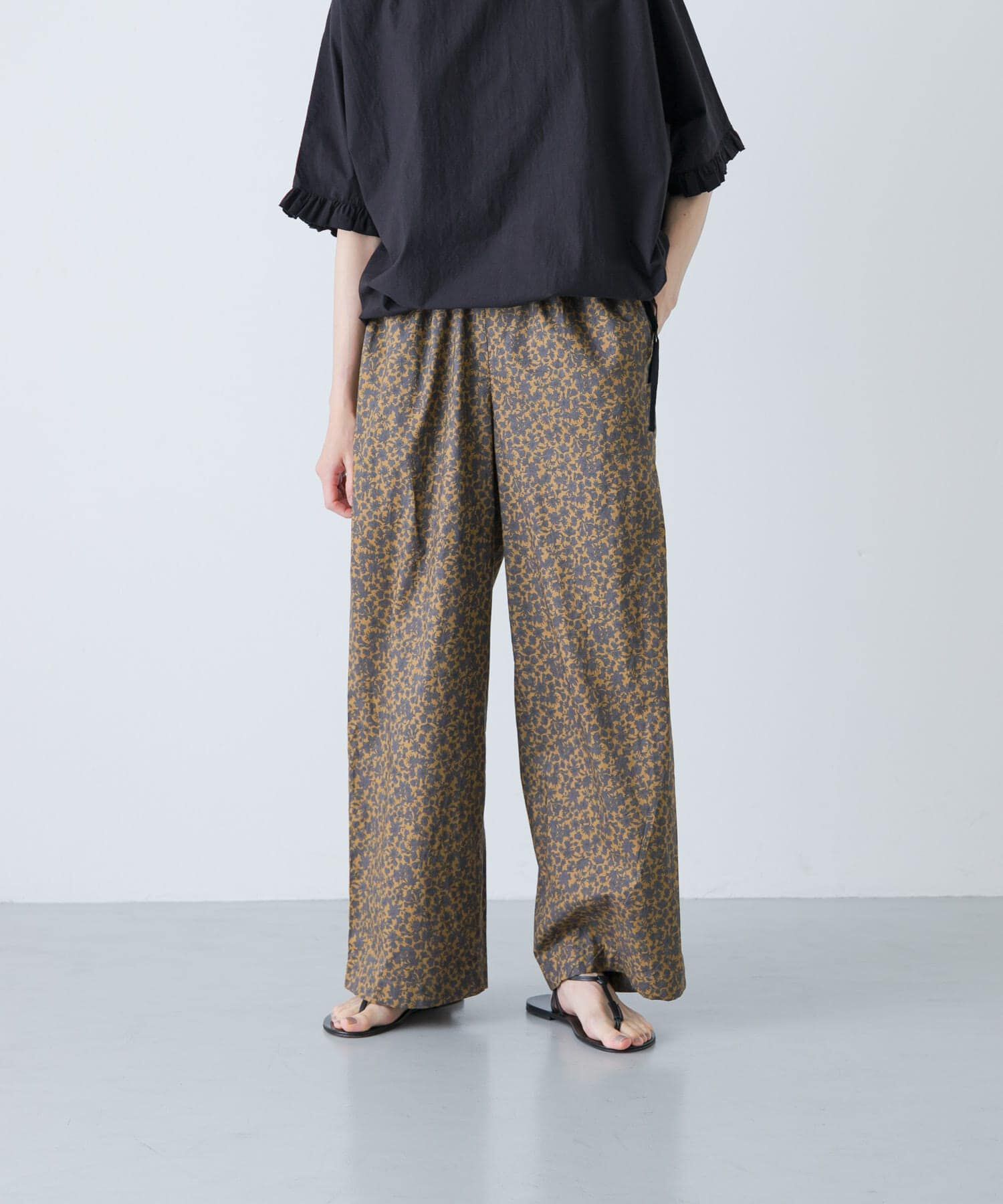 かぐれ「コットン小花柄イージーパンツ」|その他|キャメル