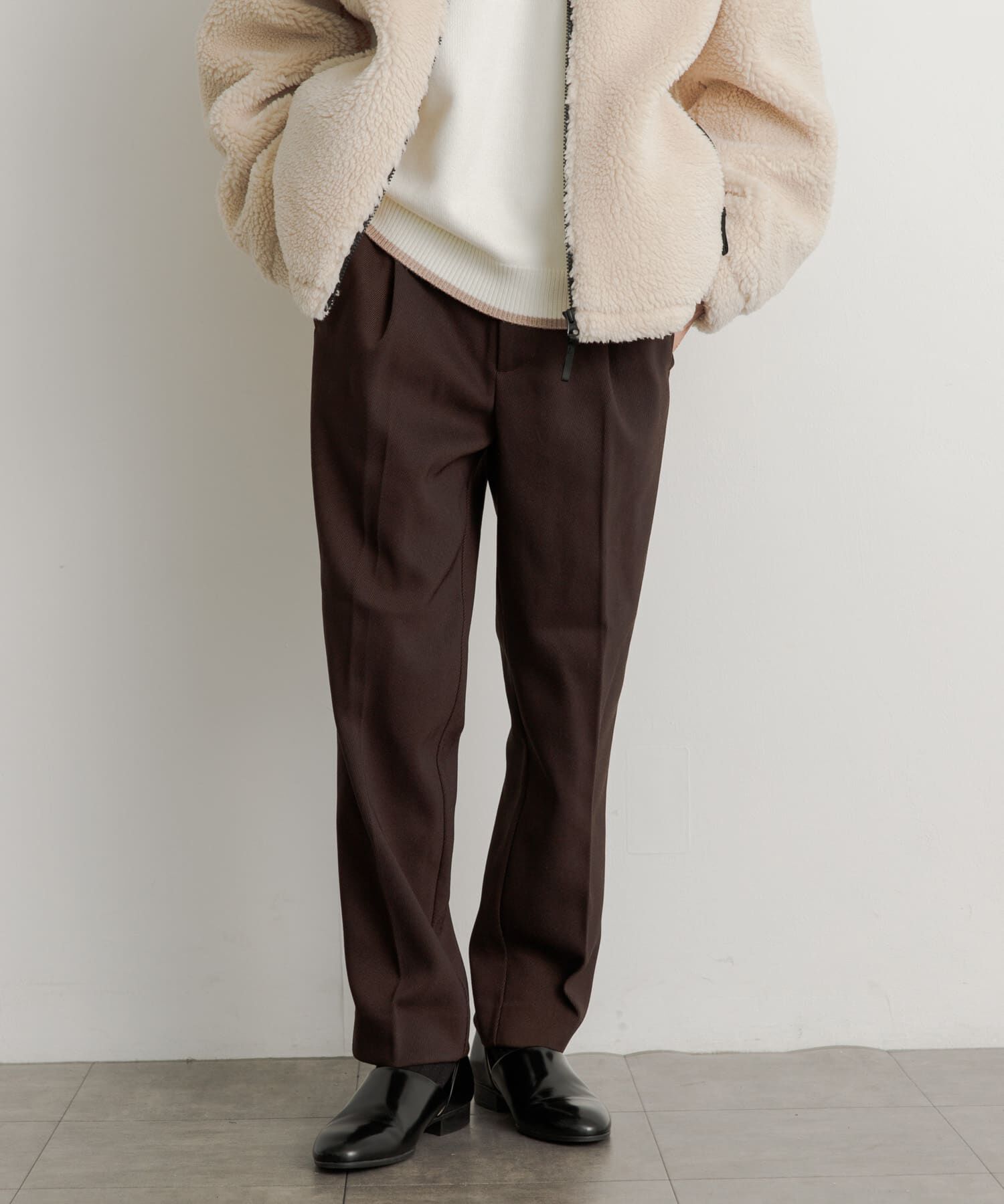 SENSE OF PLACE by URBAN RESEARCH「ハードツイルセンタープレスストレートパンツ」|その他|ブラウン