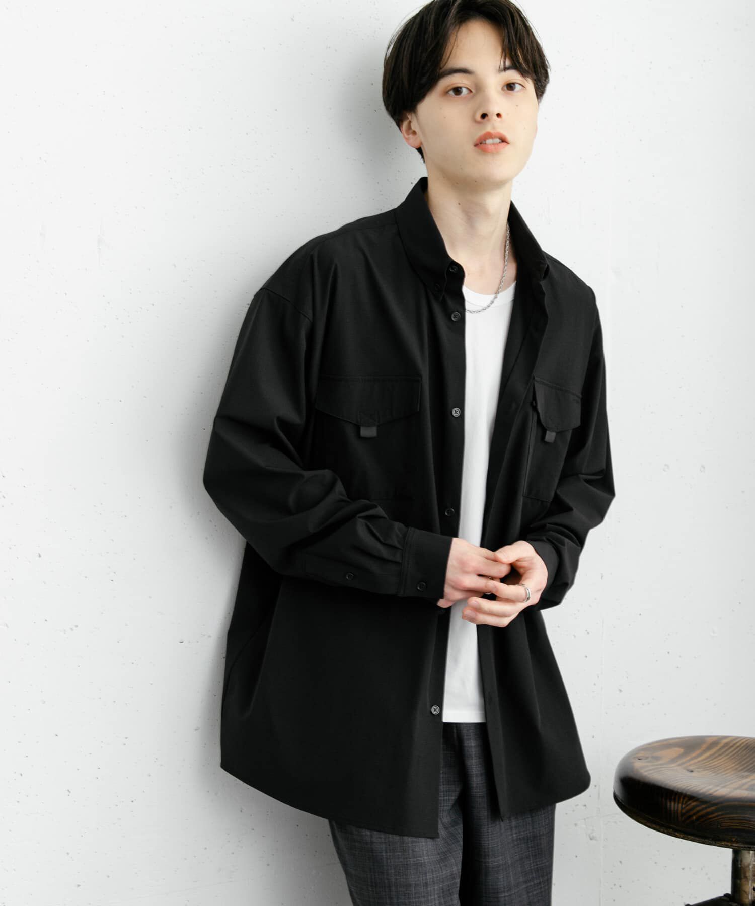 SENSE OF PLACE by URBAN RESEARCH「リップストップフィッシングシャツ」|シャツ・ブラウス|ブラック