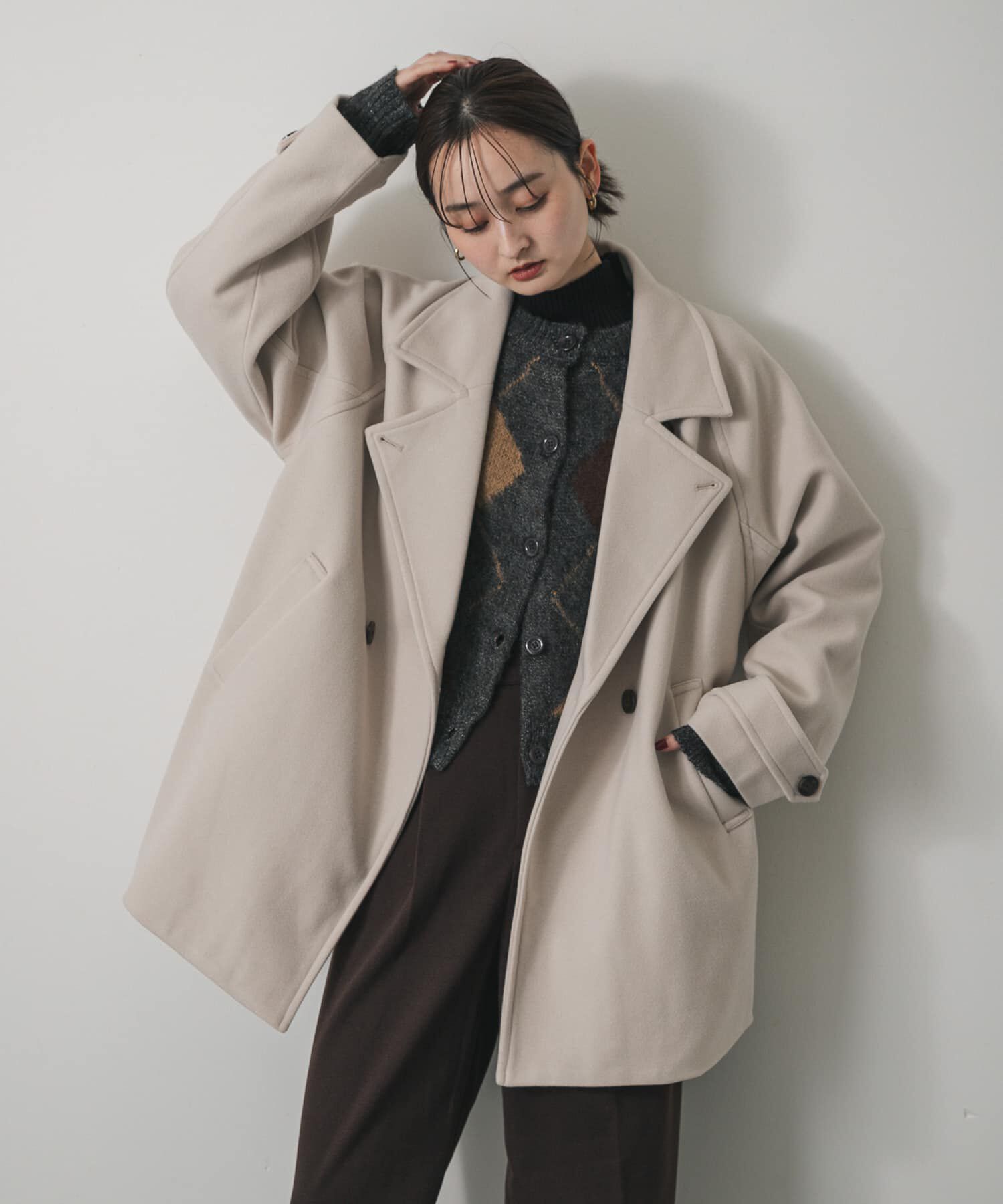 SENSE OF PLACE by URBAN RESEARCH「テーラードミドルコート」|ノーカラーコート|