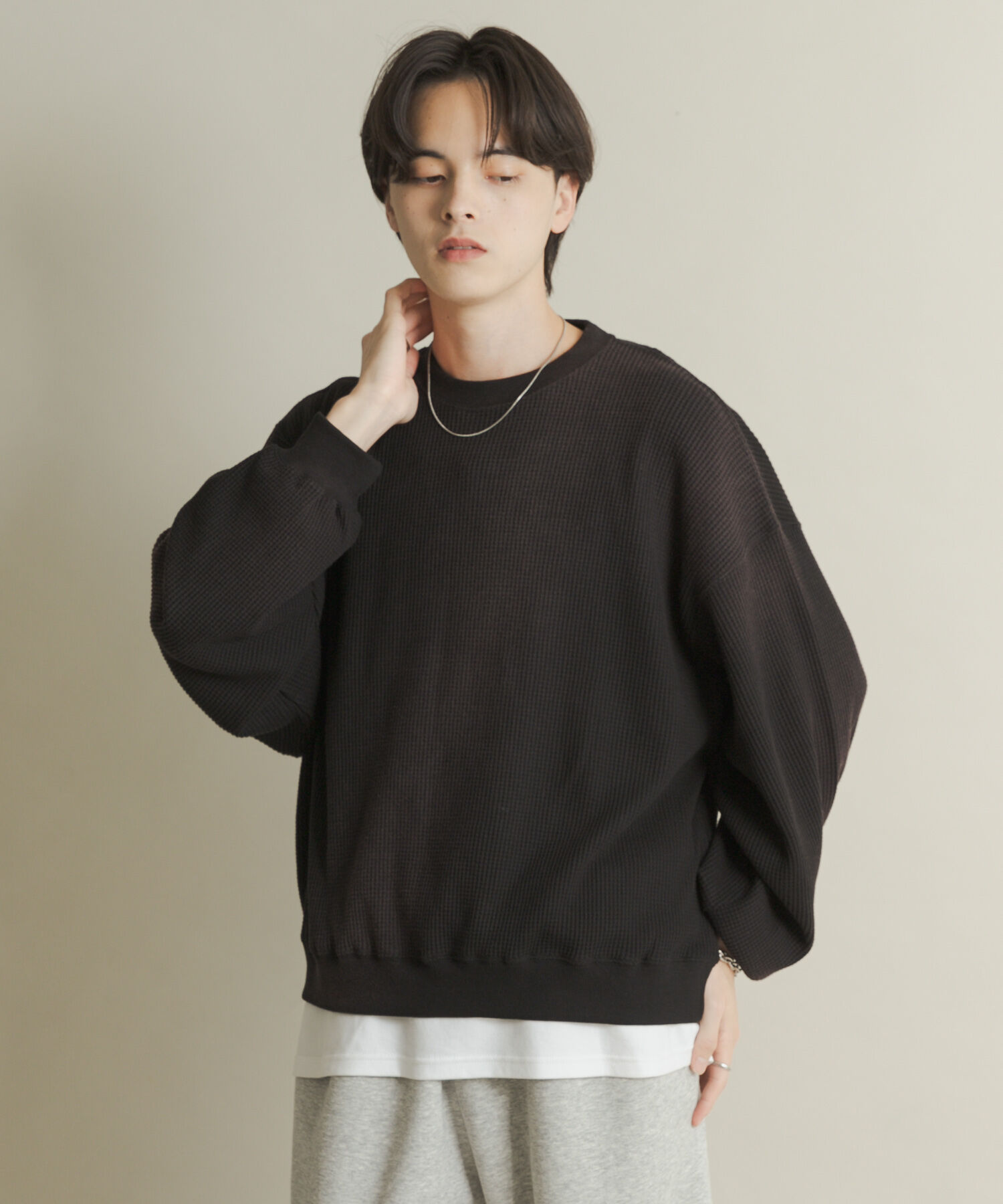 SENSE OF PLACE by URBAN RESEARCH「フェードワッフルバルーンスウェット」|スウェット・ジャージ|ブラック