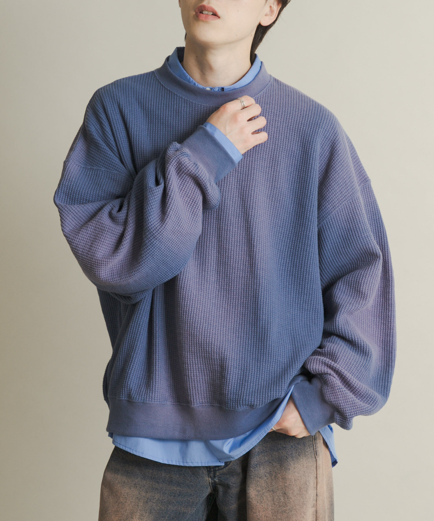 SENSE OF PLACE by URBAN RESEARCH「フェードワッフルバルーンスウェット」|スウェット・ジャージ|ブルー
