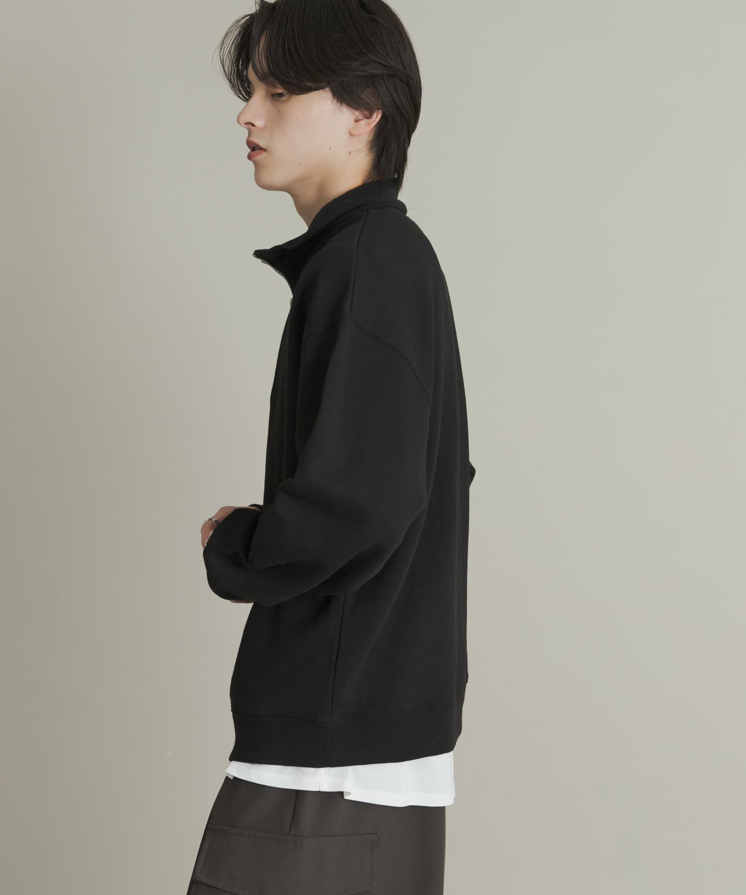 SENSE OF PLACE by URBAN RESEARCH「『一部WEB限定カラー』ハーフジップロングスリーブスウェット」|スウェット・ジャージ|ブラック
