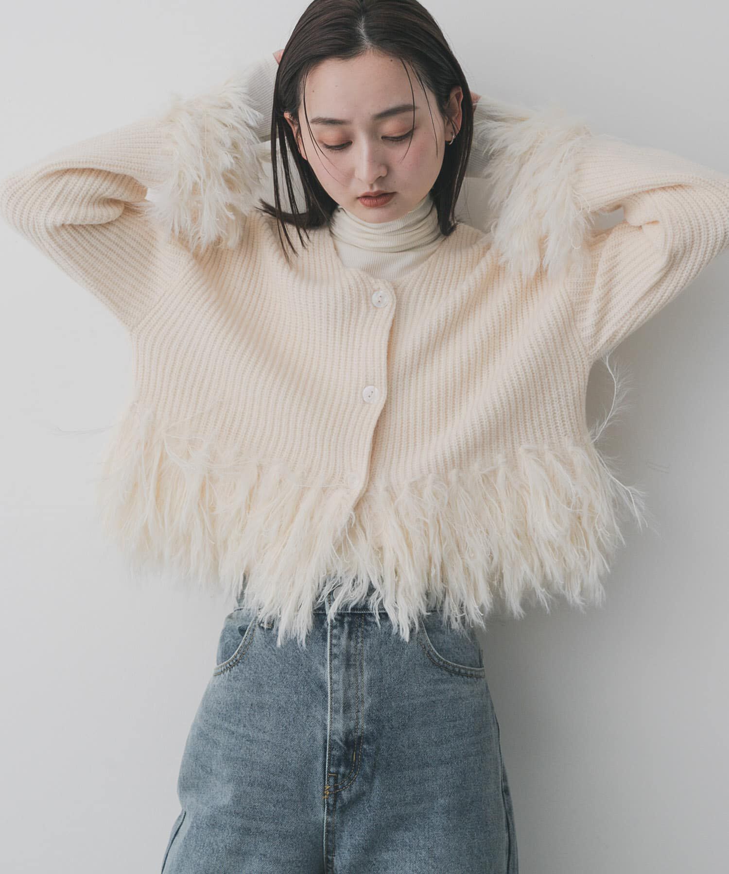 SENSE OF PLACE by URBAN RESEARCH「フェザーフリンジセーター」|ニット・セーター|アイボリー
