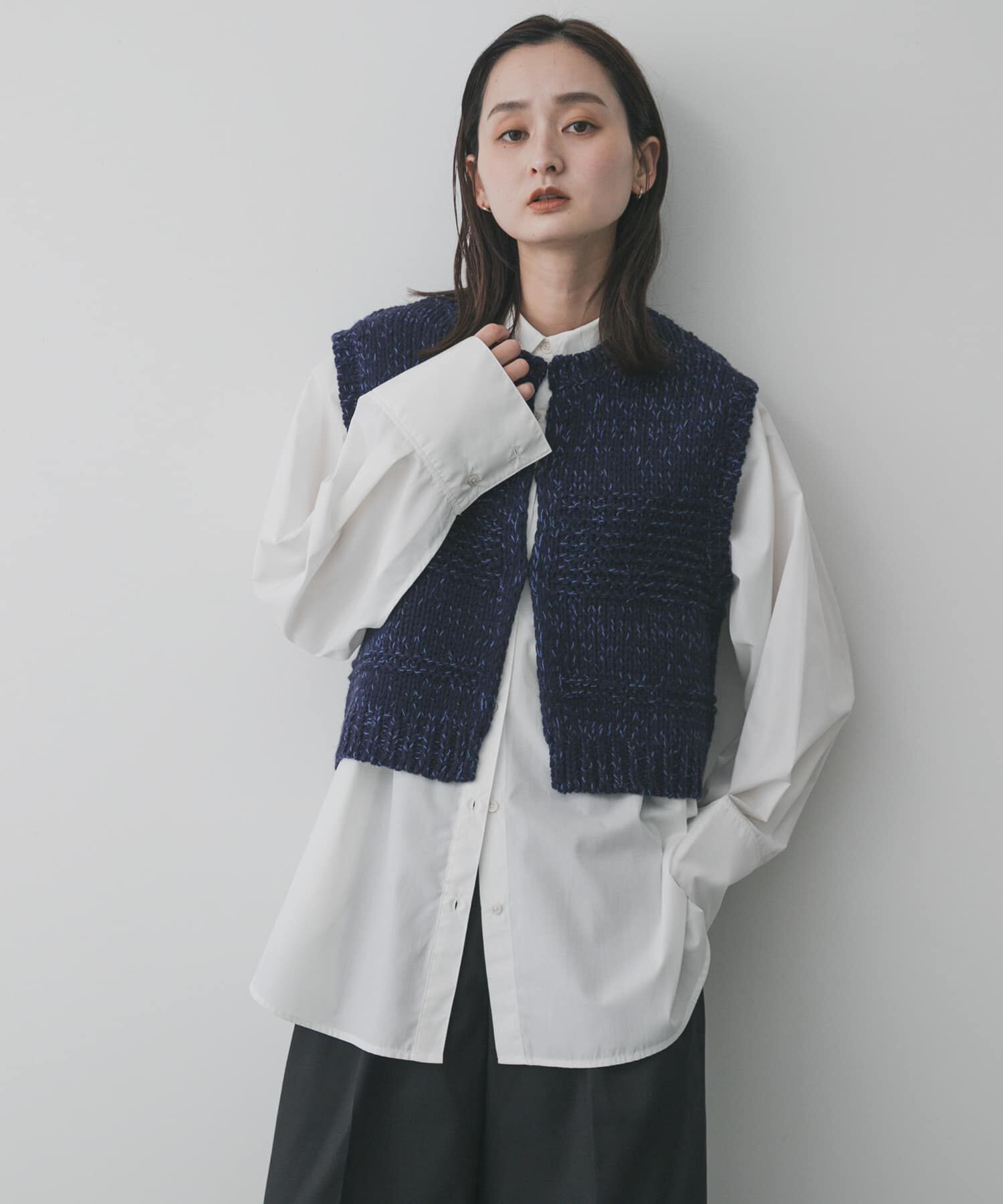 SENSE OF PLACE by URBAN RESEARCH「『洗濯可』ミックスカラーローゲージベスト」|ベスト・ジレ|ネイビー