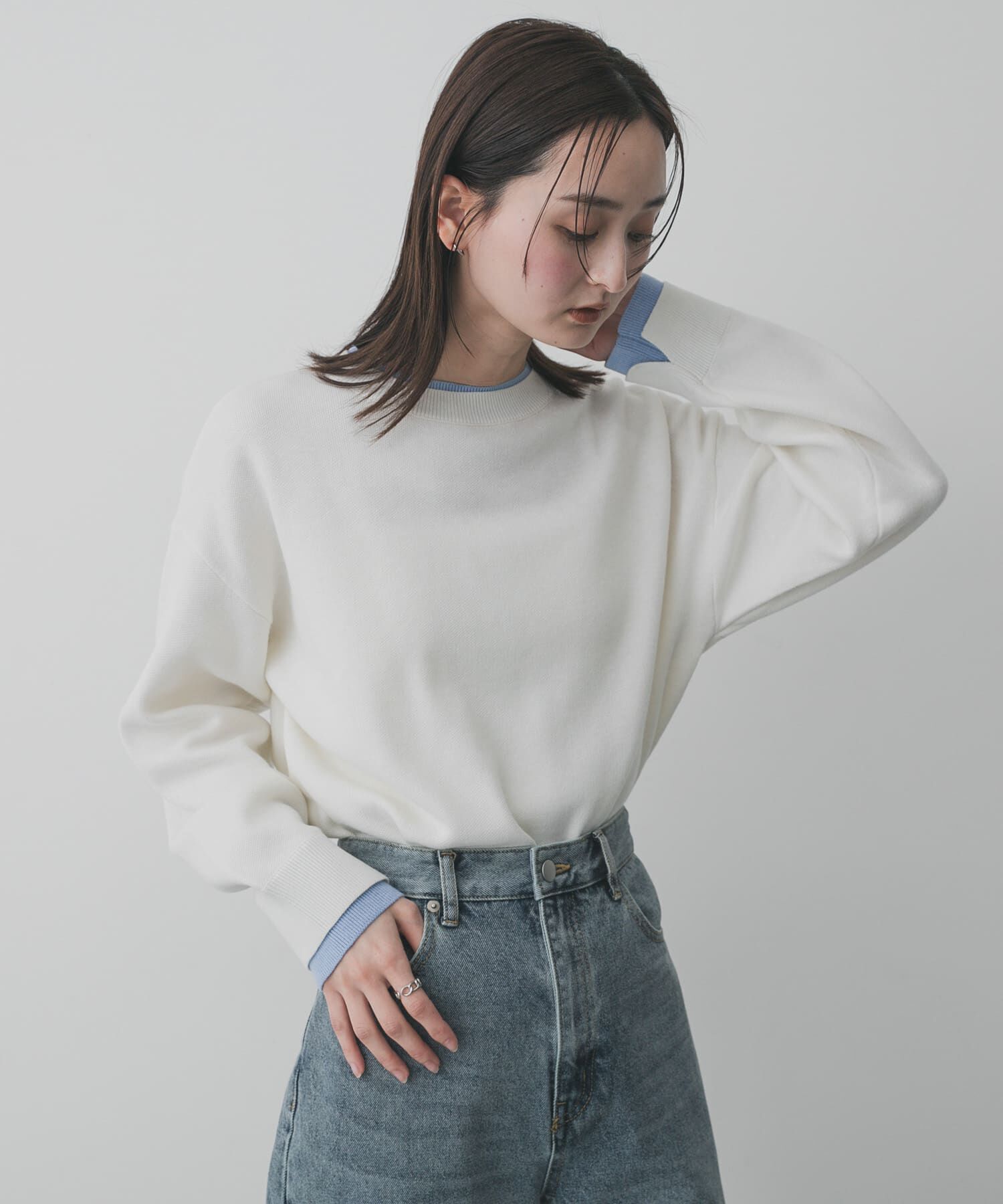 SENSE OF PLACE by URBAN RESEARCH「『洗濯可』バイカラーレイヤードセーター」|ニット・セーター|