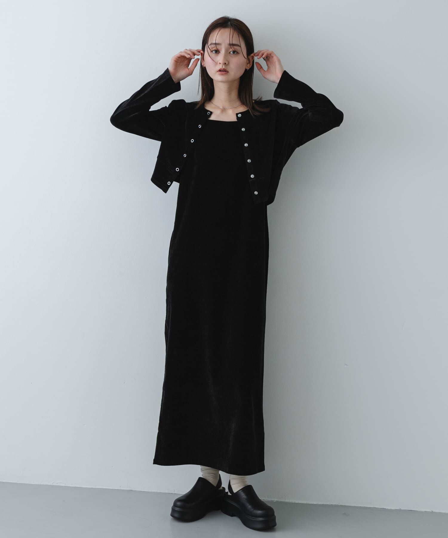 SENSE OF PLACE by URBAN RESEARCH「2Pベロアアンサンブルワンピース」|ワンピース|