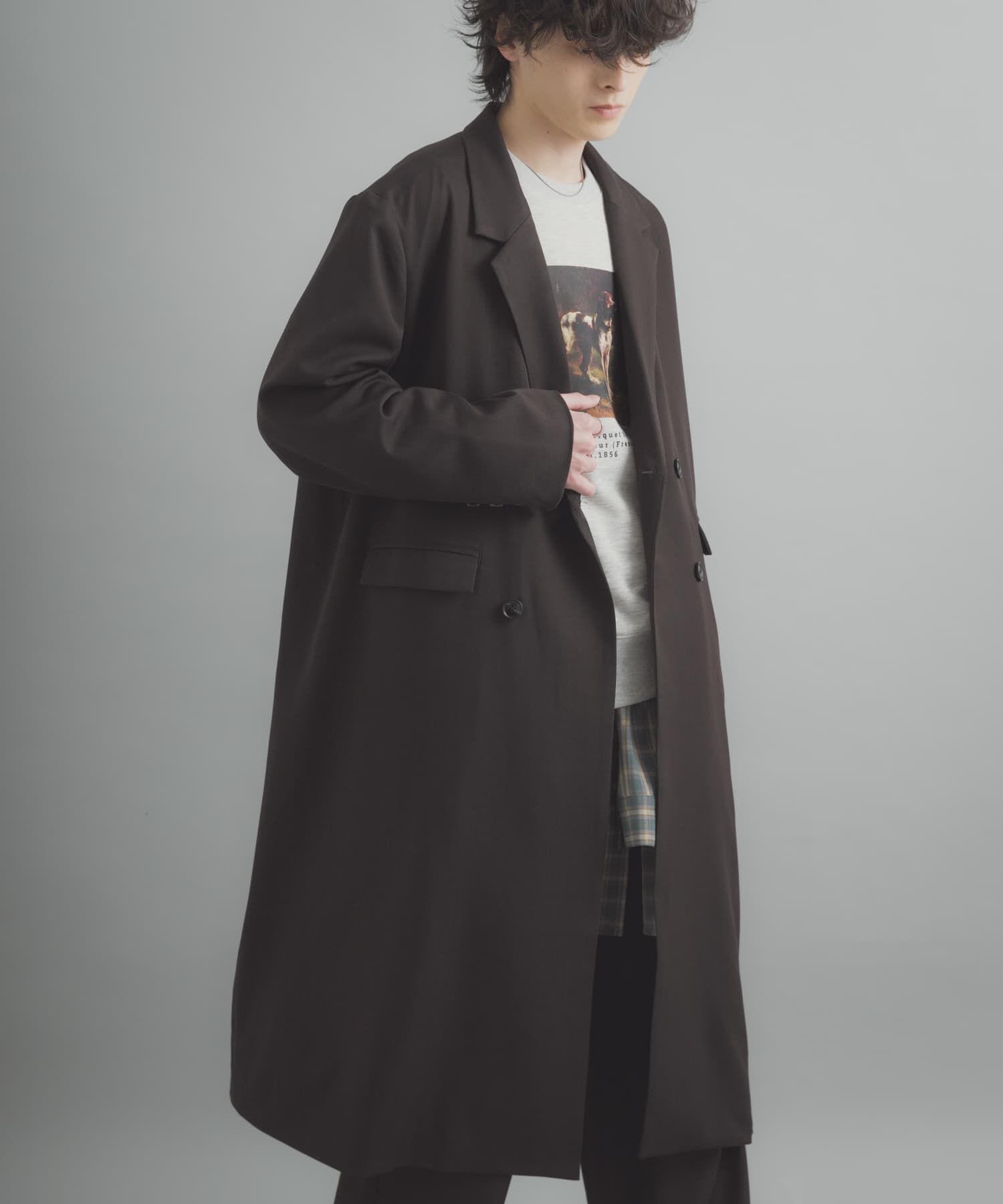 SENSE OF PLACE by URBAN RESEARCH「ダブルブレストロングコート」|ノーカラーコート|