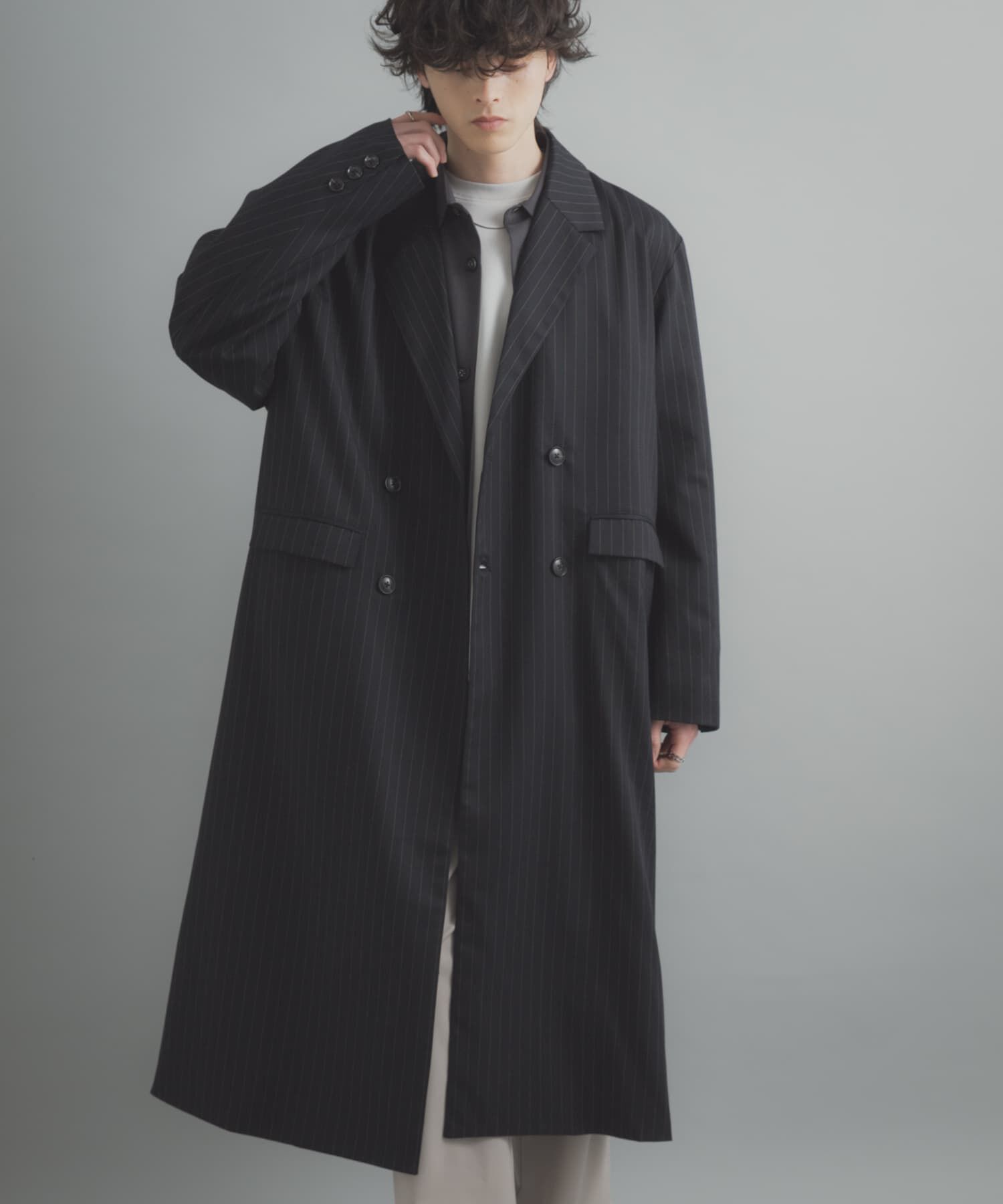 SENSE OF PLACE by URBAN RESEARCH「ダブルブレストロングコート」|ノーカラーコート|