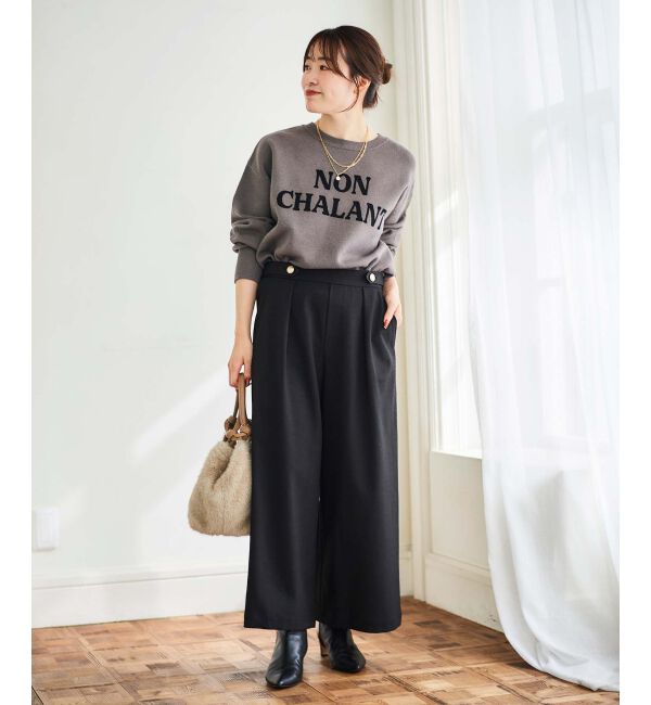 le.coeur blanc「ウールライクウエストデザインワイドクロップドパンツ」|その他|