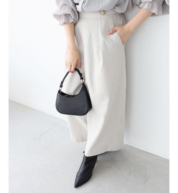 le.coeur blanc「ウールライクウエストデザインワイドクロップドパンツ」|その他|