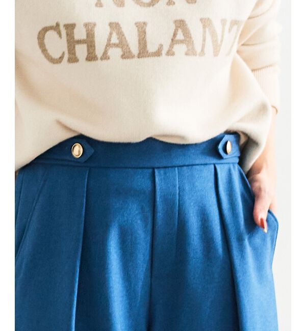 le.coeur blanc「ウールライクウエストデザインワイドクロップドパンツ」|その他|