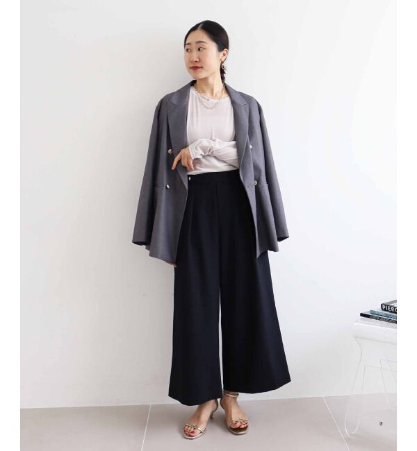 le.coeur blanc「ウールライクウエストデザインワイドクロップドパンツ」|その他|