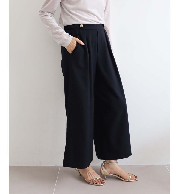 le.coeur blanc「ウールライクウエストデザインワイドクロップドパンツ」|その他|