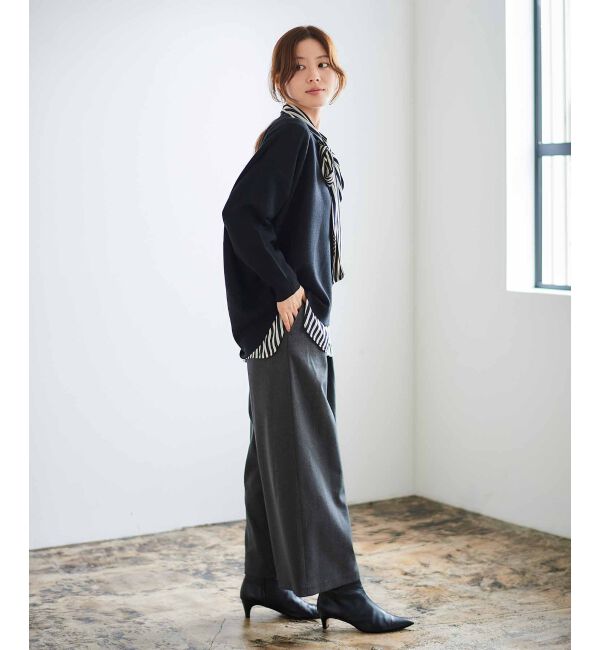 le.coeur blanc「ウールライクウエストデザインワイドクロップドパンツ」|その他|