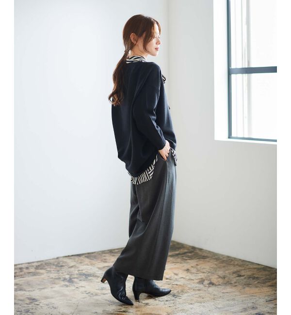 le.coeur blanc「ウールライクウエストデザインワイドクロップドパンツ」|その他|