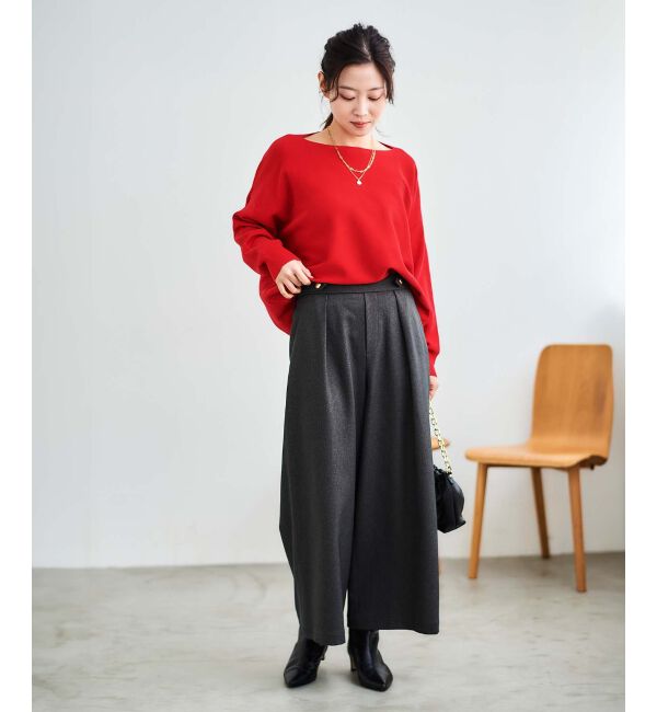 le.coeur blanc「ウールライクウエストデザインワイドクロップドパンツ」|その他|