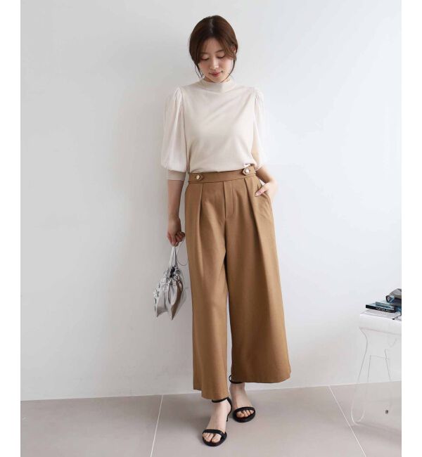 le.coeur blanc「ウールライクウエストデザインワイドクロップドパンツ」|その他|