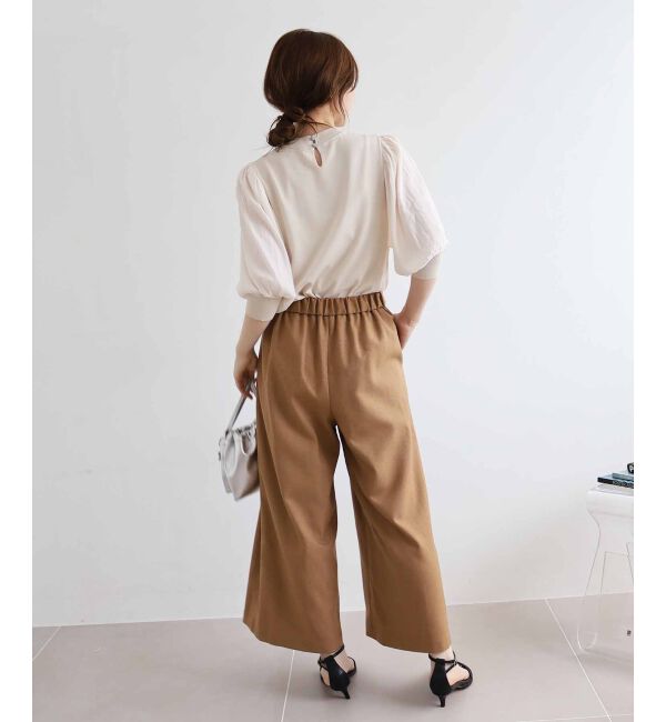 le.coeur blanc「ウールライクウエストデザインワイドクロップドパンツ」|その他|