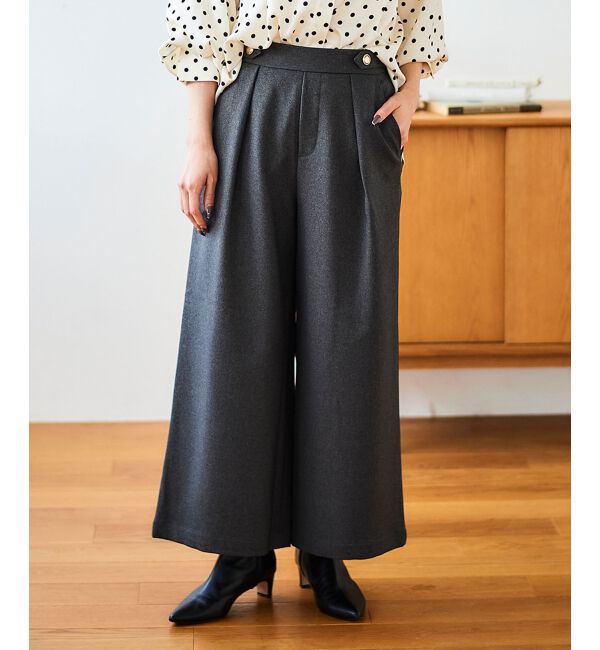 le.coeur blanc「ウールライクウエストデザインワイドクロップドパンツ」|その他|Ｃ／グレー