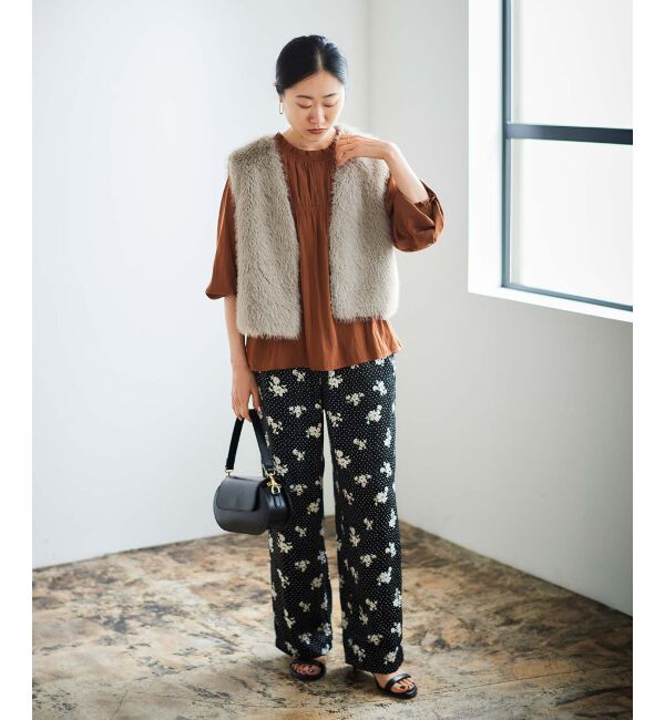 le.coeur blanc「ドット&times;フラワーサテンパンツ」|その他|