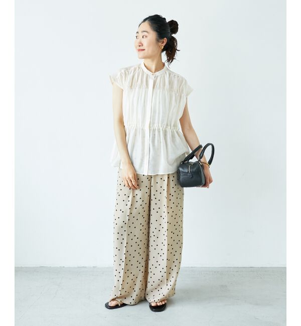  「リネンライクスラブドットタックパンツ」|その他|
