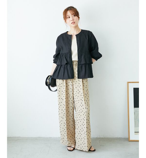  「リネンライクスラブドットタックパンツ」|その他|