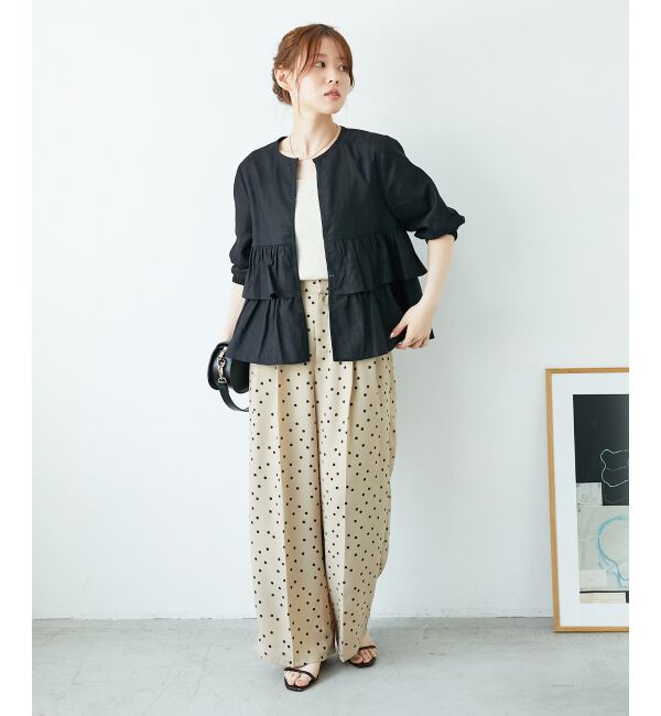  「リネンライクスラブドットタックパンツ」|その他|
