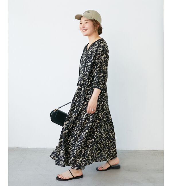  「フラワーモチーフスキッパーワンピース」|ワンピース|