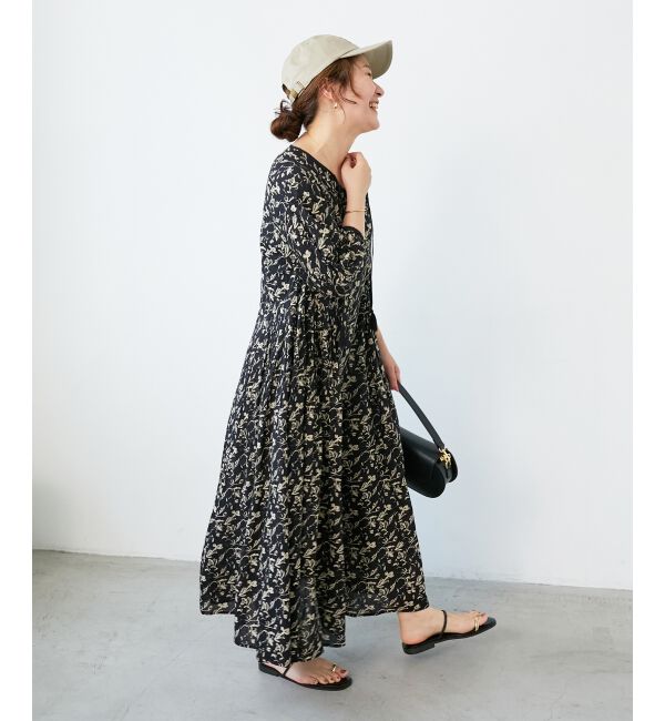  「フラワーモチーフスキッパーワンピース」|ワンピース|