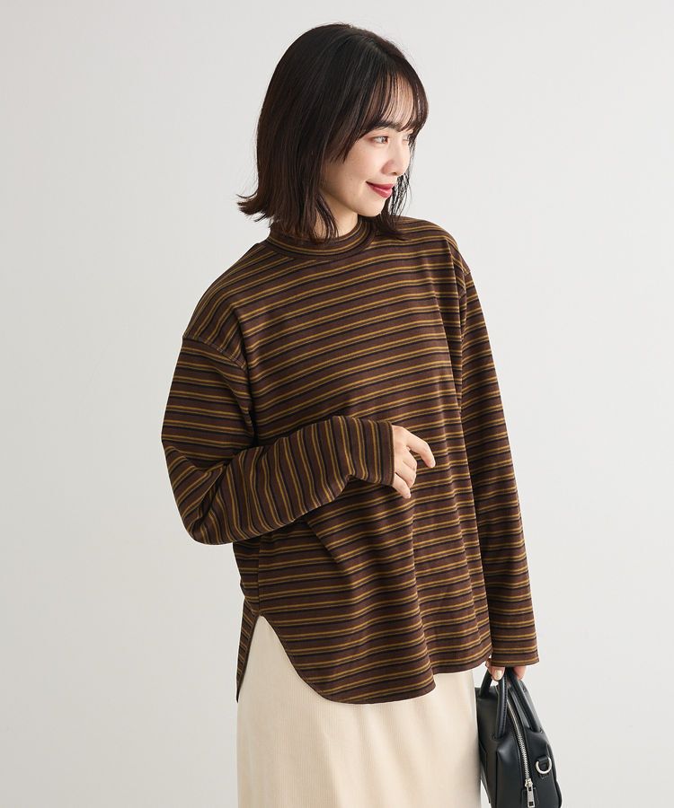 Green Parks「なめらかタッチマルチボーダープルオーバー」|Tシャツ・カットソー|Brown