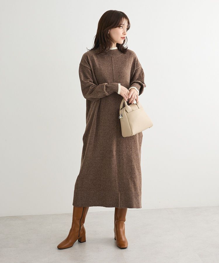Green Parks「配色リラックスモールニットワンピース」|ワンピース|Brown
