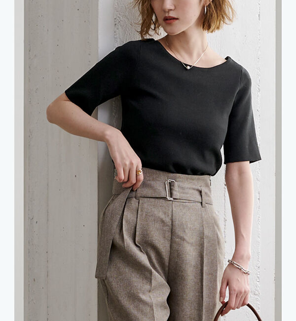 ur's「サマーニットオープンネックニットトップス」|ニット・セーター|ブラック