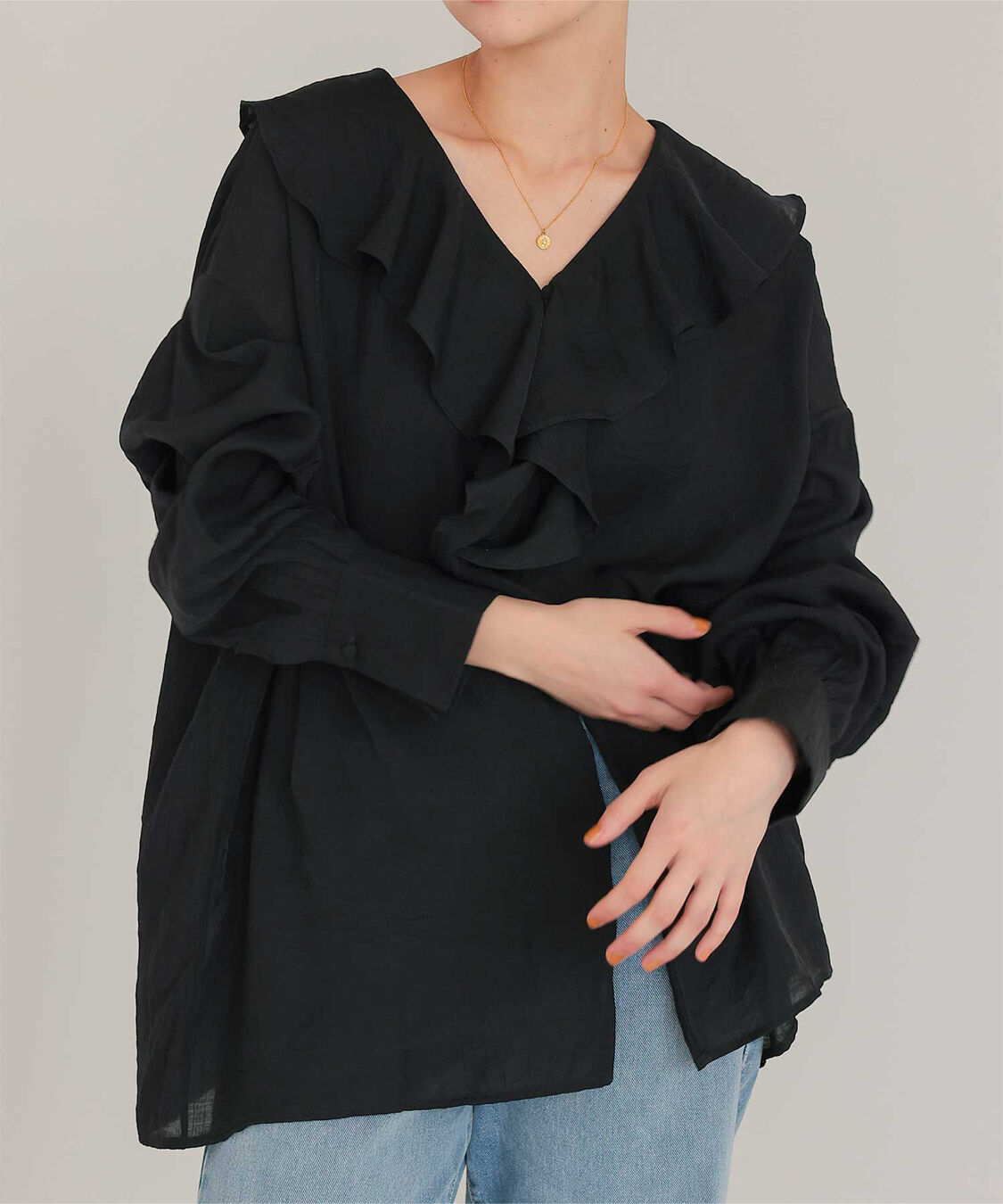 titivate「フリルカラーオーバーブラウス」|シャツ・ブラウス|