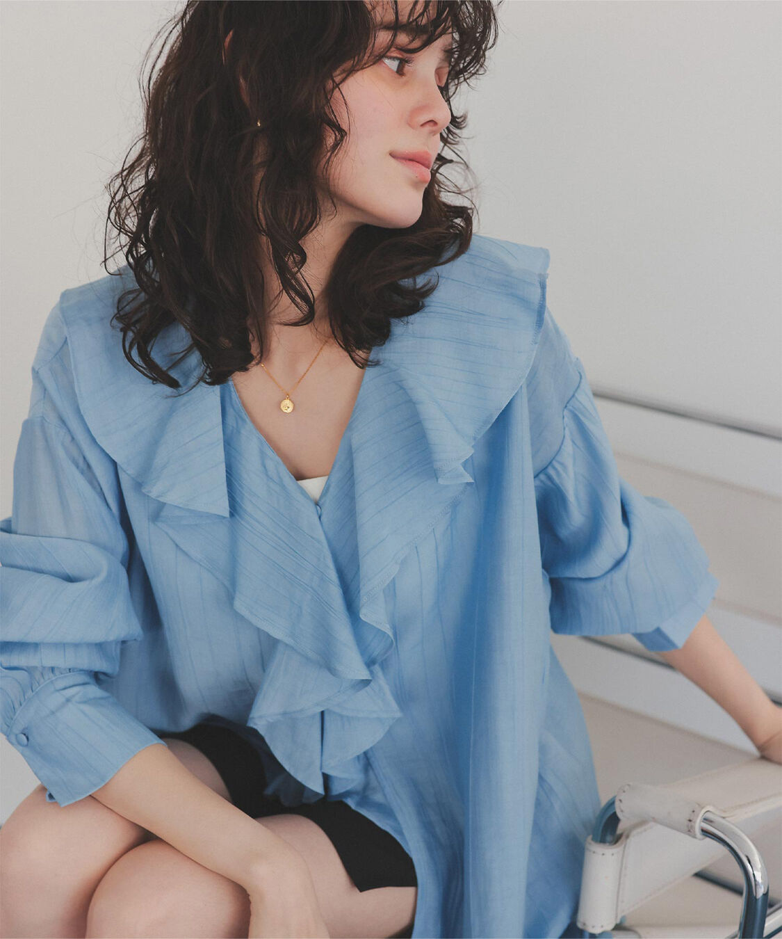 titivate「フリルカラーオーバーブラウス」|シャツ・ブラウス|