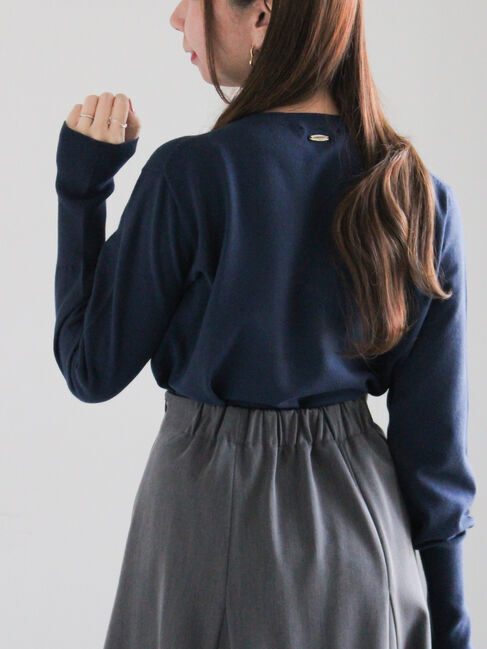 Te chichi「プレーンニット(吸湿発熱)」|ニット・セーター|ネイビー